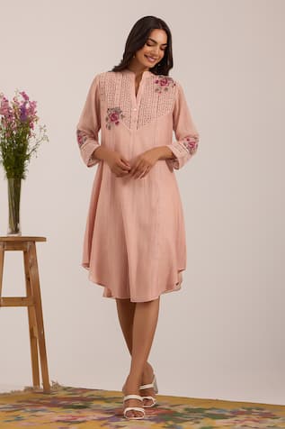 Pink Mul Chanderi Designer Dress 