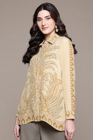 Ritu Kumar Beige Arith Digital Print Shirt 