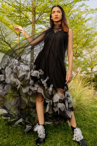 Chambray & CO. Black Hand Embroidered Designer Dress 