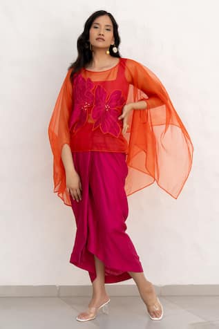 Chambray & CO. Pink & Orange Kaftan Skirt Set 