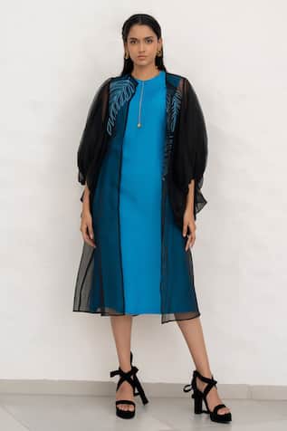 Chambray & CO. Cobalt Blue Hand Embroidered Dress & Jacket 
