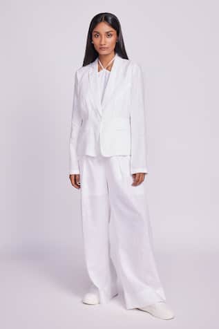 Dev And Viv White Lyocell Linen Jacket 