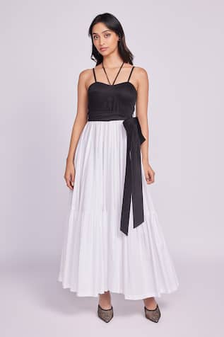 Dev And Viv Two-Tone Cotton Maxi Dress 