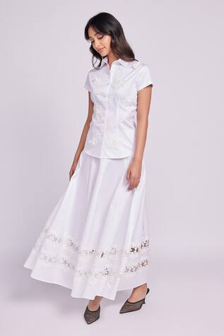 Dev And Viv White Cotton Skirt 