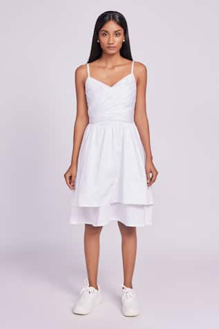 Dev And Viv White Cotton Spaghetti Strap Dress 