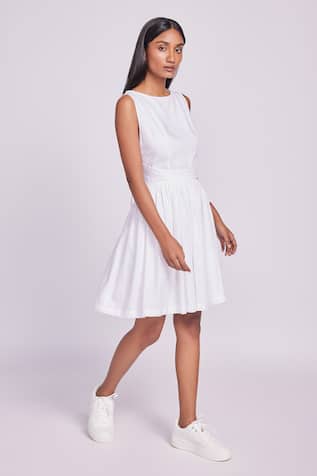 Dev And Viv White Cotton A-Line Dress 