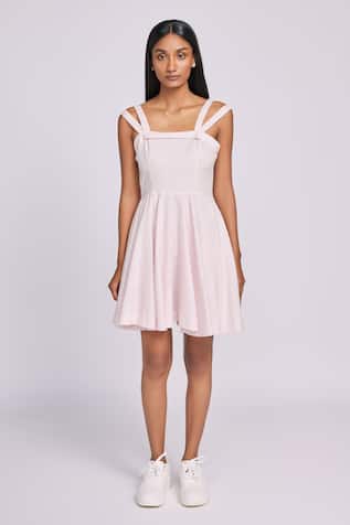 Dev And Viv Blush Cotton Dress with Strappy Design 