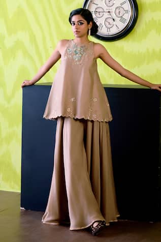 Deep Thee Mocha Halter Neck Top with Sharara 