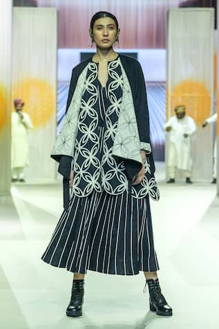 KA-Sha Black & White Striped Tunic 