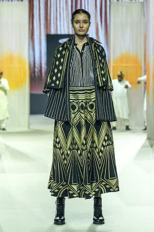 KA-Sha Black & Gold Heavy Cotton Shirt 