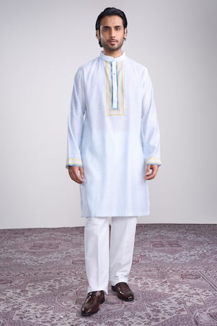 Sanjev Marwaaha Ivory Cotton Silk Kurta Set 
