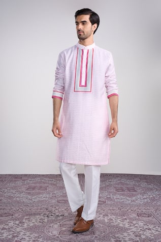 Sanjev Marwaaha Ivory Printed Kurta Set 