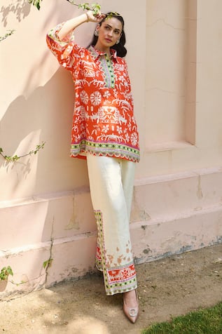 Nika 1.0 Orange & Ivory Designer Coord Set 