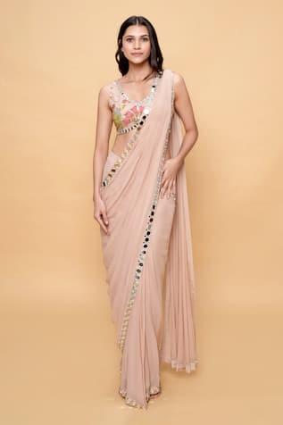Sajeda A Lehry Designer Pre-Draped Saree & Blouse Set 