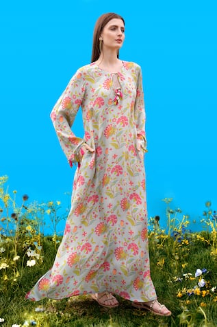 Sajeda A Lehry Digital Print Silk Crepe Kurta 