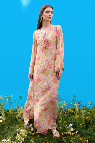 Sajeda A Lehry Floral Digital Print Silk Crepe Kurta 