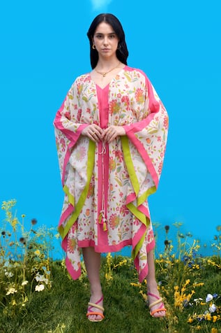 Sajeda A Lehry Digital Print Silk Crepe Kaftan 