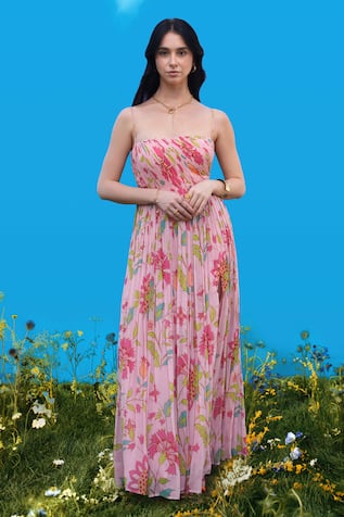 Sajeda A Lehry Floral Digital Print Georgette Dress 