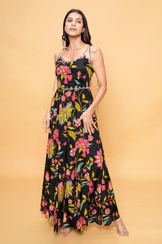 Sajeda A Lehry Floral Hand Embroidered Jumpsuit 