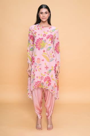 Sajeda A Lehry Floral Hand Embroidered Kurta & Dhoti Pant 