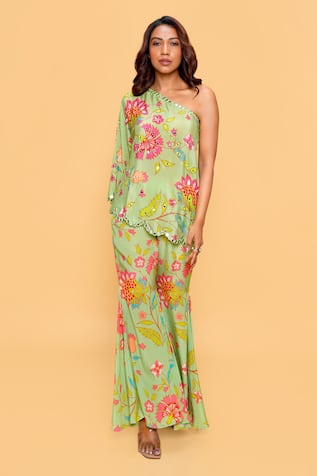 Sajeda A Lehry Floral Hand Embroidered Sharara Set 