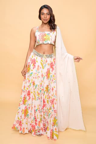 Sajeda A Lehry Floral Printed Georgette Lehenga Set 