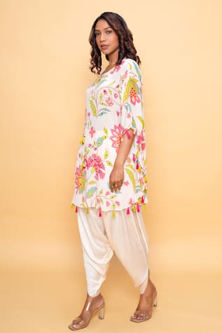 Sajeda A Lehry Floral Hand Embroidered Kaftan Set 