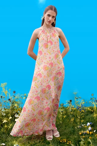 Sajeda A Lehry Digital Print Crepe Dress 