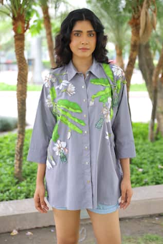 Studio Moda India Designer Jasmine Applique Shirt 