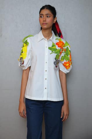 Studio Moda India Lanthana Applique Print Shirt 