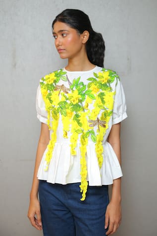 Studio Moda India White KANIKONNA Applique Top 