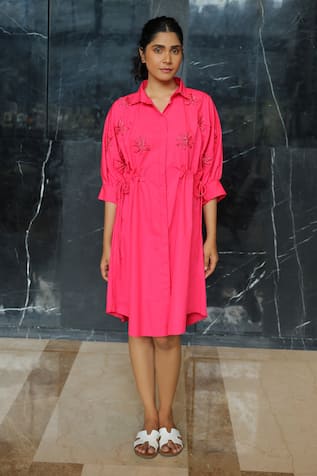 Studio Moda India Banana Cutdana Drawstring Dress 