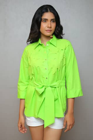 Studio Moda India Maple Applique Green Shirt 
