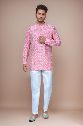 Diamond & Wave Pattern Kurta & Pant Set 