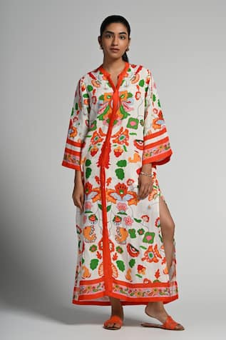 Taroob Floral Utopia Linen Kaftan 