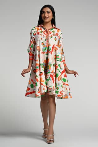 Taroob Floral Utopia Cotton Midi Dress 