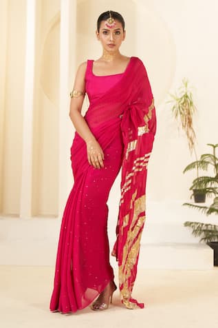 Muskann Kapadiaa Gota Patti Pink Georgette Saree Set 