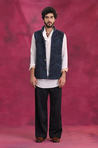 Jatin Malik Midnight Blue Ripple Set 