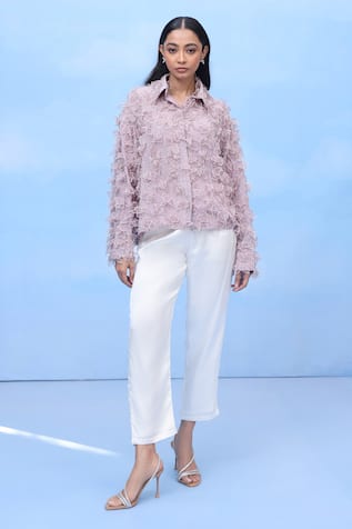 Couché By Anandini 3D Blush Petal Silk Shirt 