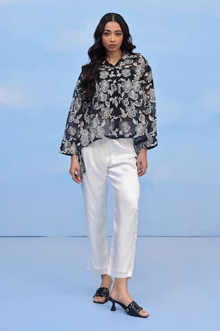 COUCHÉ BY ANANDINI Hibiscus Motif Silk Organza Shirt 