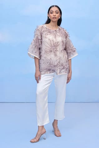 COUCHÉ BY ANANDINI Grande Petal Silk Organza Shirt 