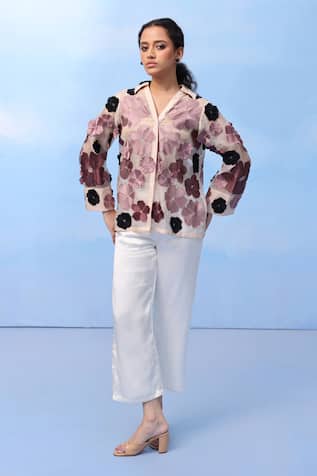 COUCHÉ BY ANANDINI Three-Tone Bloom Silk Organza Shirt 