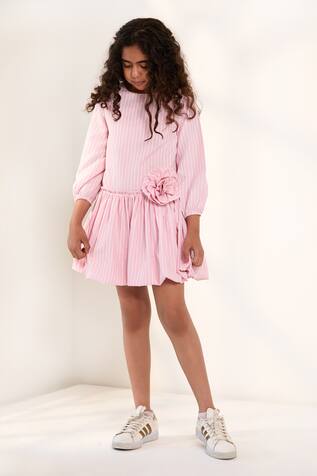Pnk Isha Arora (Pink) Sugar Stripe Long Sleeve Dress 