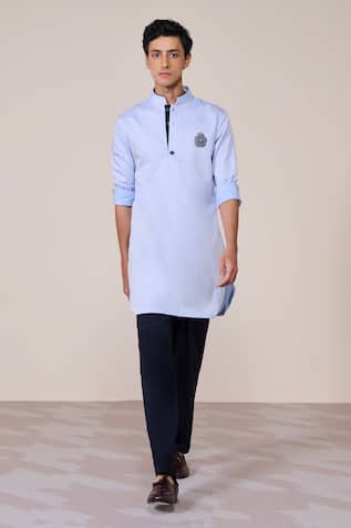 S&N By Shantnu Nikhil Light Blue Slim Fit Kurta 