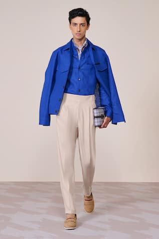 S&N By Shantnu Nikhil Racer Blue Slim Fit Jacket 