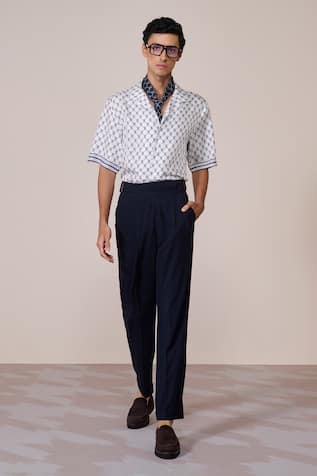 S&N By Shantnu Nikhil Adamas Print Silk Twill Shirt 