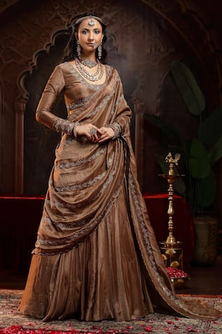 Miku Kumar Amara Copper Brown Lehenga Set 