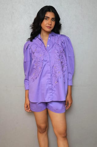 Studio Moda India Orchid Applique Shirt 