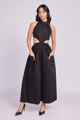 Dev And Viv Black Cut-Out Halter Neck Dress 