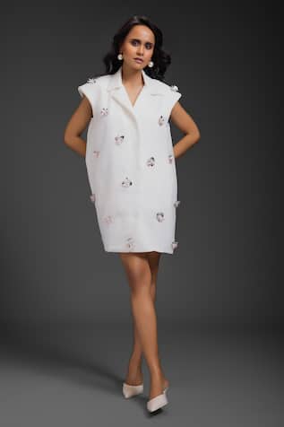 Deepika Arora White Rozella Crepe Designer Dress 